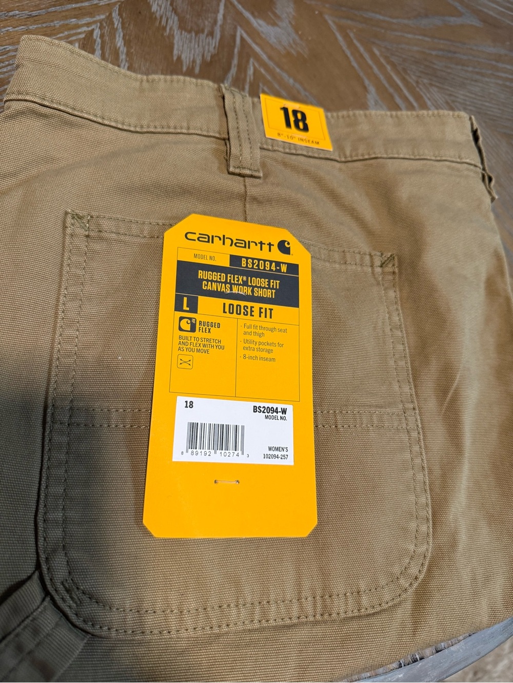Carhartt Tan Rugged Flex Canvas Shorts with Utility Pocket
